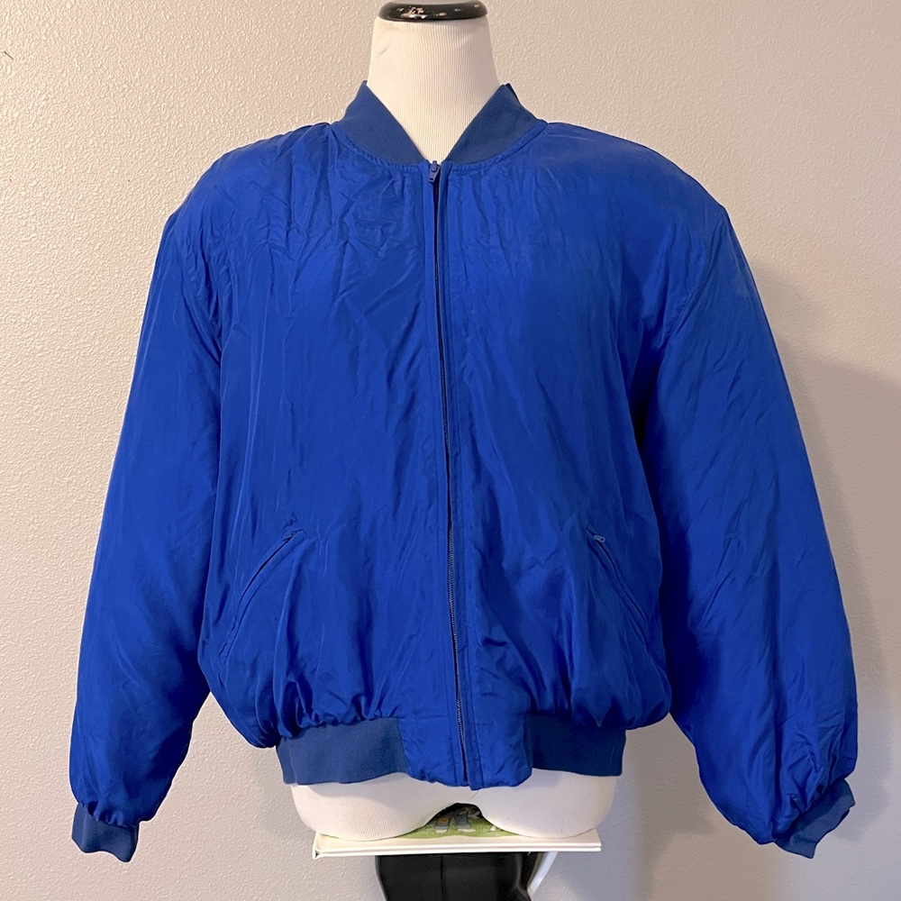 Vintage Women’s DG Studio Blue Bomber Jacket Size L